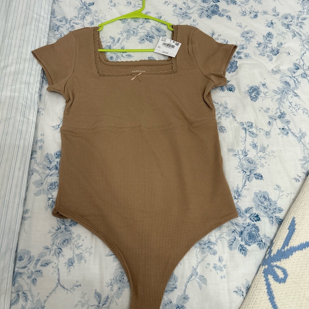 American Eagle Ribbed Square Neck Bodysuit - Size Large